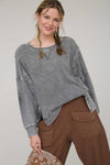 Mineral Wash Side Slit Top - Charcoal