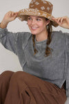 Mineral Wash Side Slit Top - Charcoal
