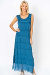 Full Length Silkiness Dress - Petrol
