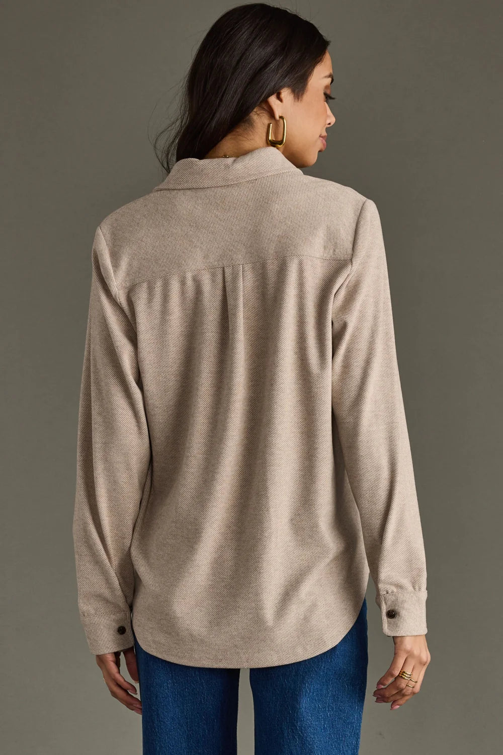 Soho Soft Button-Down Top - Tan