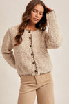 Speckled Yarn Edge Stitch Cardigan - Taupe