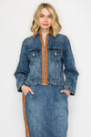 Suede Accent Denim Jacket - Med.
