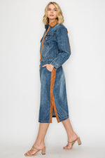 Suede Accent Denim Skirt - Med.
