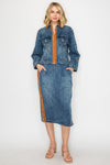 Suede Accent Denim Skirt - Med.