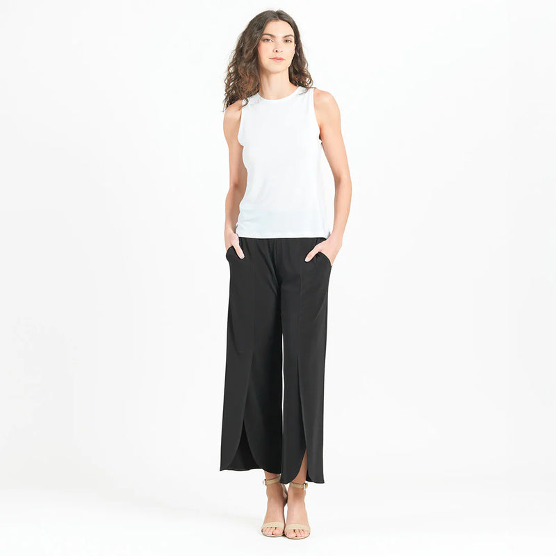 High Scoop Neck Knit Tank - White