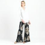 Mum Blossom Long Palazzo Pant - Black