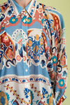 Tuscan Pattern Button-Down Top - Slate