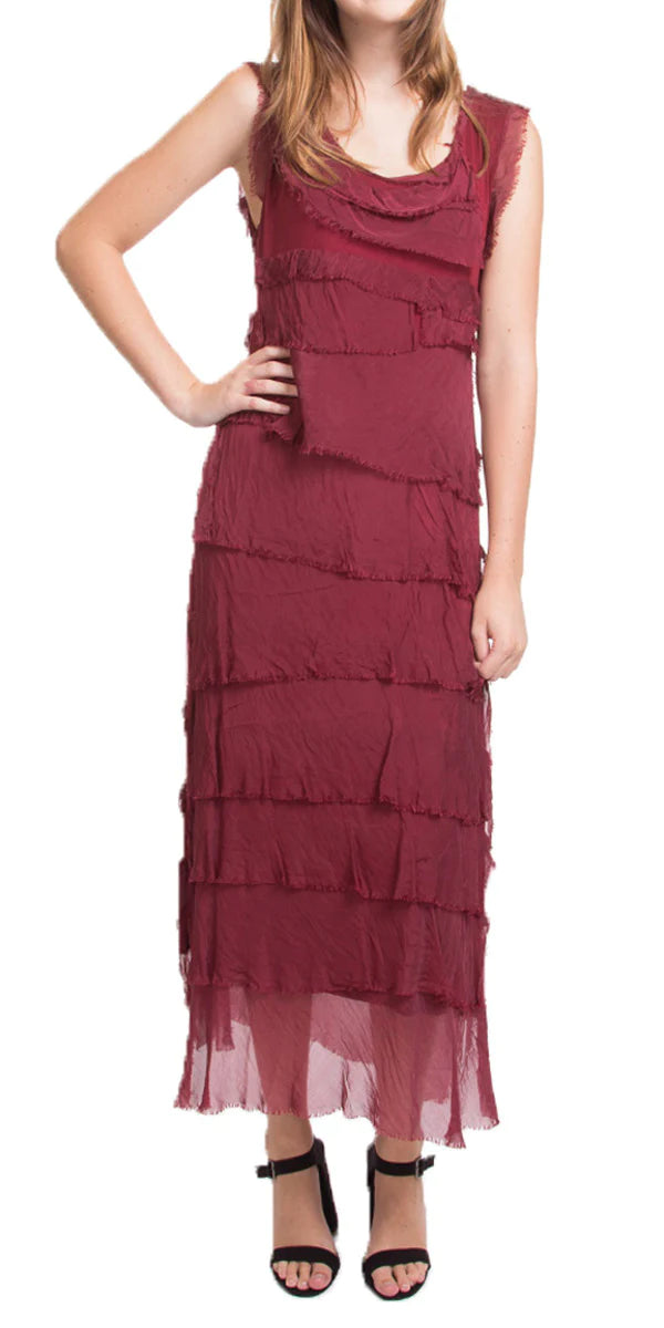 Full Length Silkiness Dress - Maroon