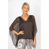 V-Neck Silky Sleeve Tank - Brown