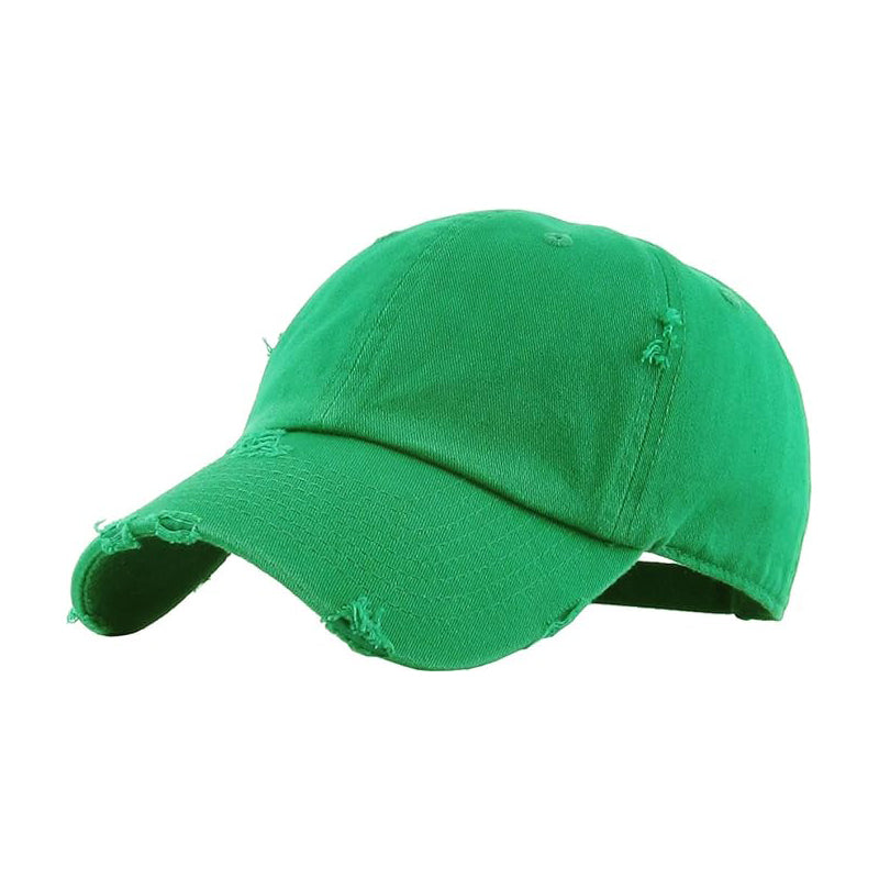 Solid Distressed Ball Cap - Green