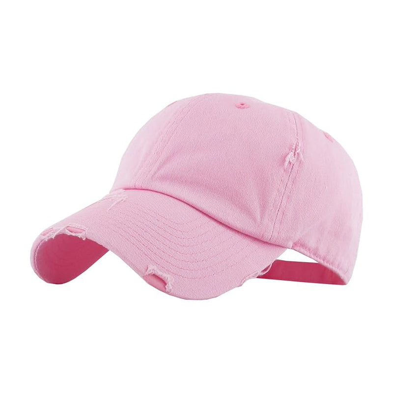 Solid Distressed Ball Cap - Pink