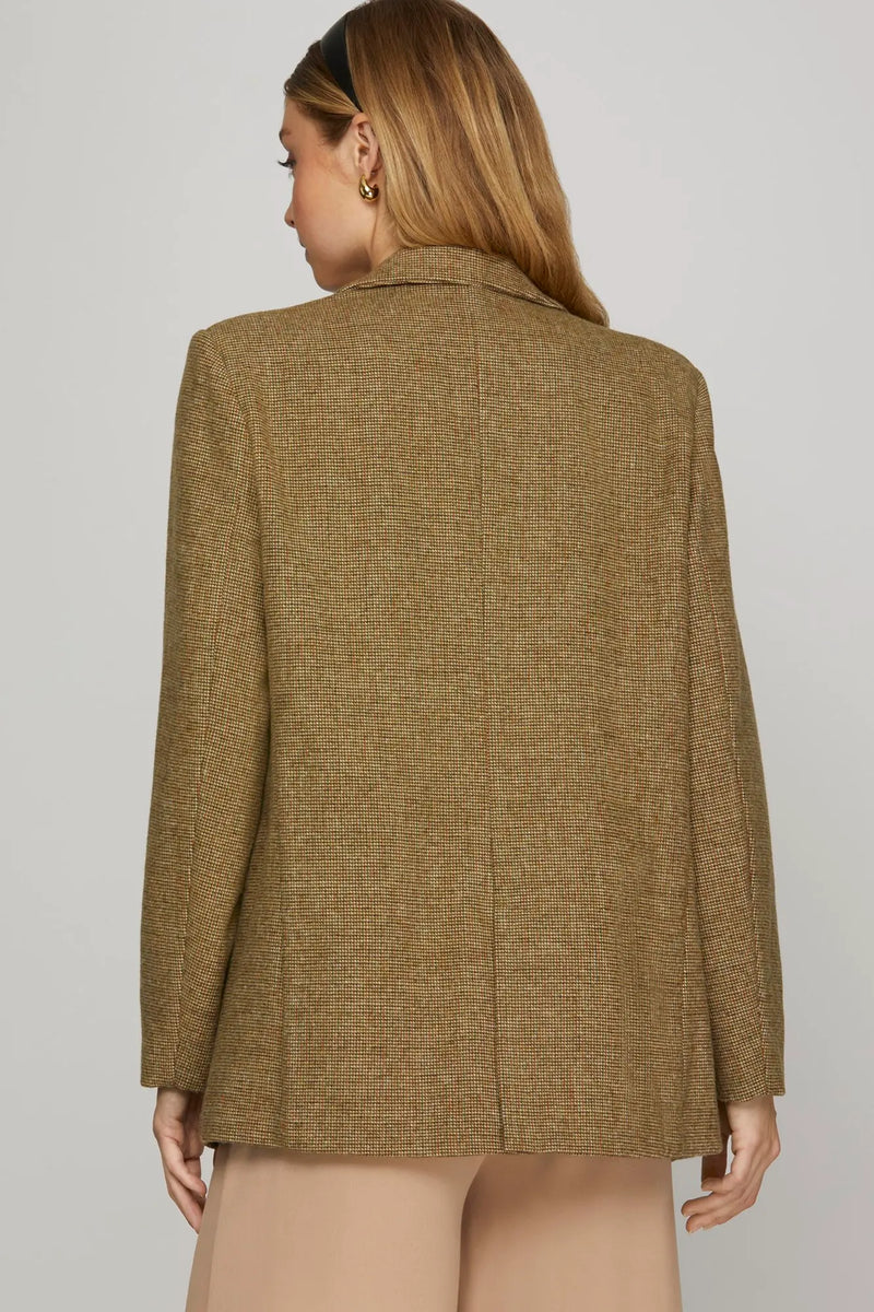 Wool Blend Blazer - Olive Brown