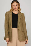 Wool Blend Blazer - Olive Brown