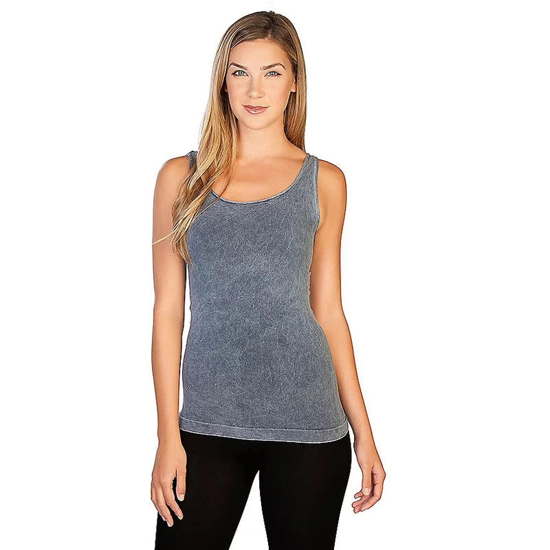 SKNY T Washed Scoop Neck Tank - Charcoal