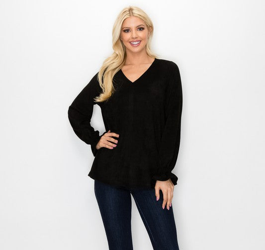 Abigail Suede Top - Black
