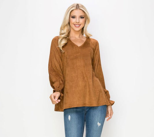 Abigail Suede Top - Caramel