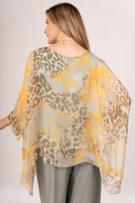 Abstract Camo Silky Top - Olive/Multi