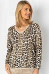 Leopard Shimmer Print Top - Cream