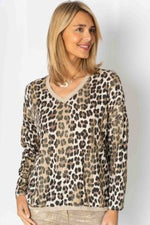 Leopard Shimmer Print Top - Cream