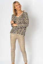 Leopard Shimmer Print Top - Cream