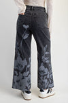 Bird Print Jeans - Black Denim