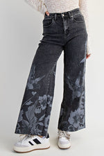 Bird Print Jeans - Black Denim