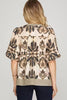Bubble Sleeve Motif Top - Navy