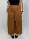 Front Pleat Wide Leg Pant - Camel