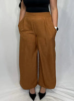 Front Pleat Wide Leg Pant - Camel