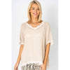 Mesh Knit Fringe Top - Beige