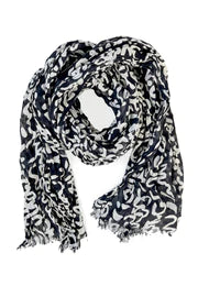 Scribble Print Twist Scarf - Black/White