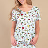 Wine Tasting Bloom Pj Top - Lt. Blue