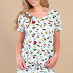 Wine Tasting Bloom Pj Top - Lt. Blue