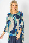 Abstract Waves Silky Top - Navy