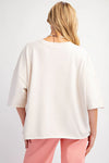 Mineral Washed 3/4 Sleeve Terry Top - Ecru