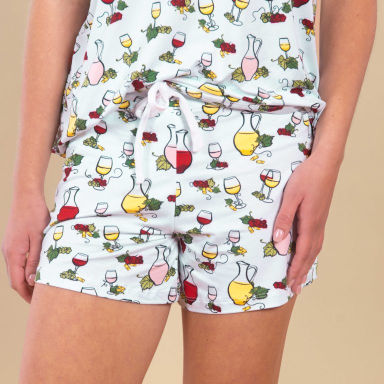 Wine Tasting Pj Shorts - Lt. Blue