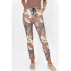Abstract Floral Print Crinkle Jogger Pant - Rust