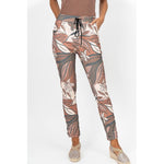 Abstract Floral Print Crinkle Jogger Pant - Rust