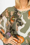 Silky Abstract Floral Top - Olive