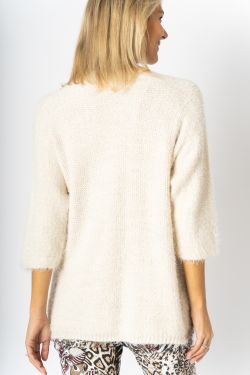Cozy Texture Open-Front Cardigan - Cream