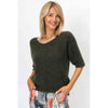 Cozy Texture V-Neck Sweater - Dk. Olive