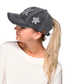 Glitter Stars Ball Cap - Black