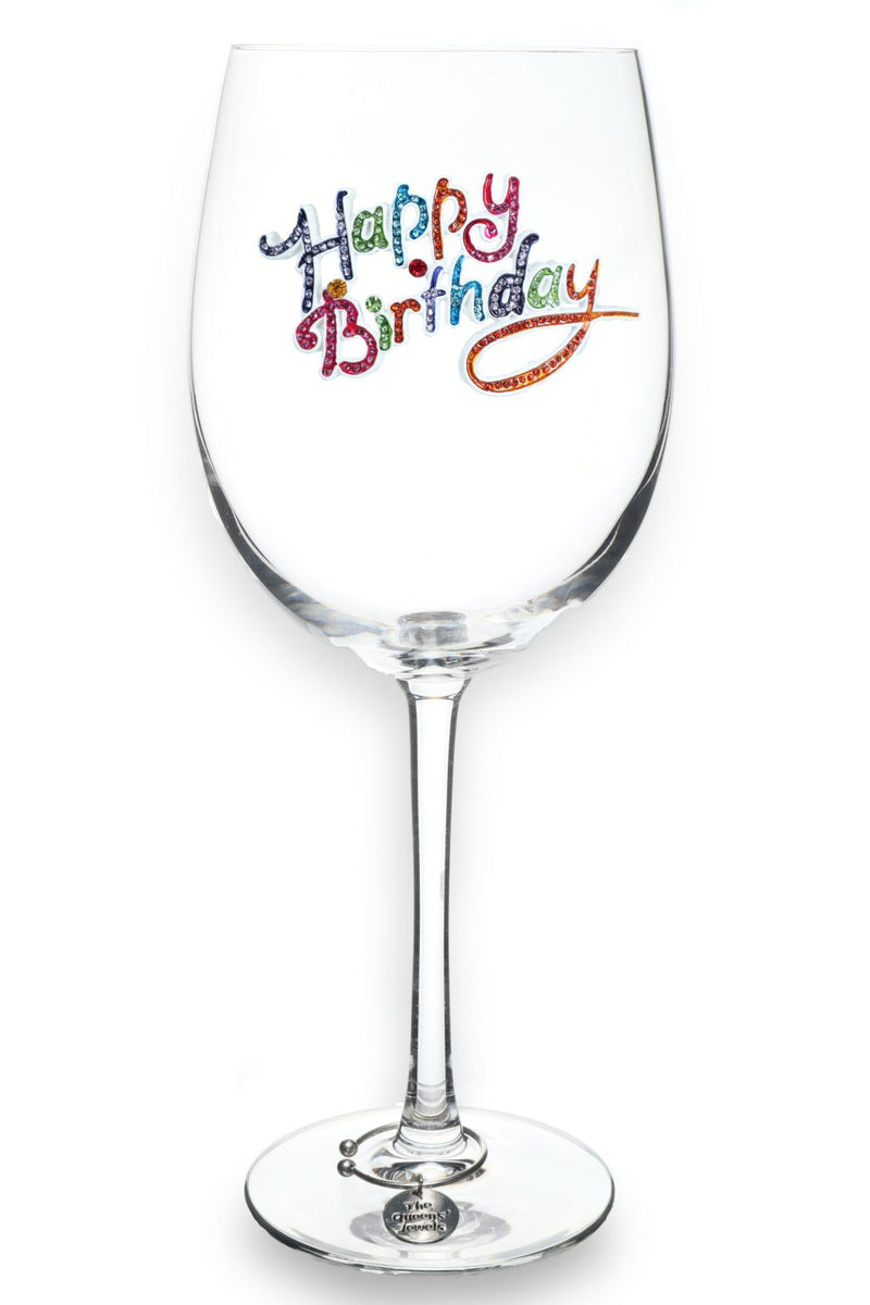 QJ Stemmed Wine Glass - Happy Birthday