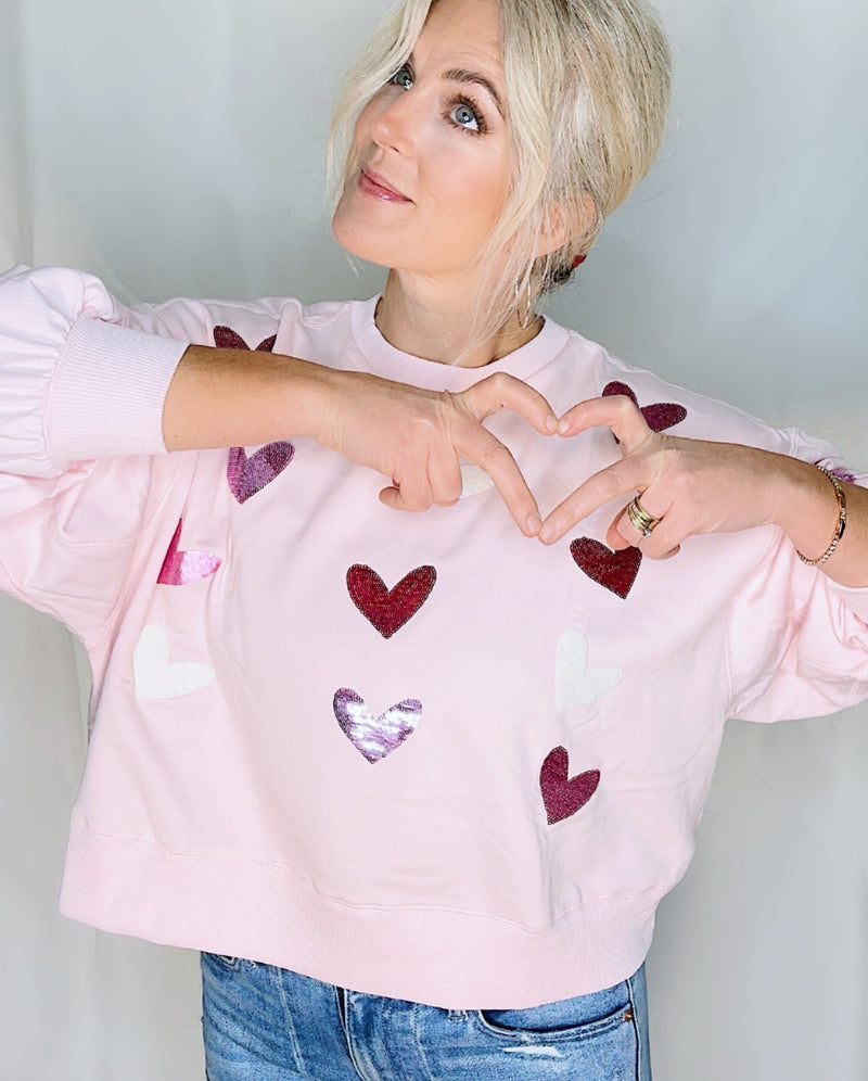 Sweet Heart Sweatshirt - Lt. Pink