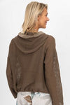 Hooded Mesh Sequins Cardigan - Brown