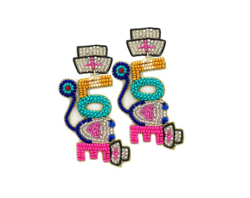 E293 - Nurse Love Beaded Earring