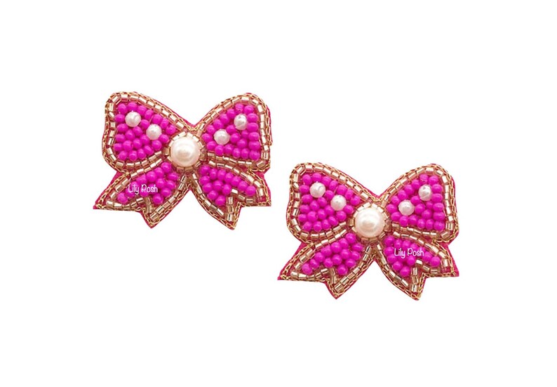 E298 - Beaded Pink and Pearl Bow