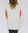 High-Low Turtleneck Tank Sweater - Cream