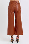 Faux Leather Wide Crop Pant - Camel