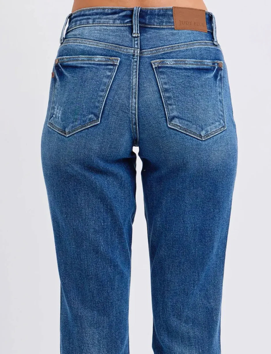 JB82624 - Mid Rise Boyfriend w/Cuff - Dk Denim